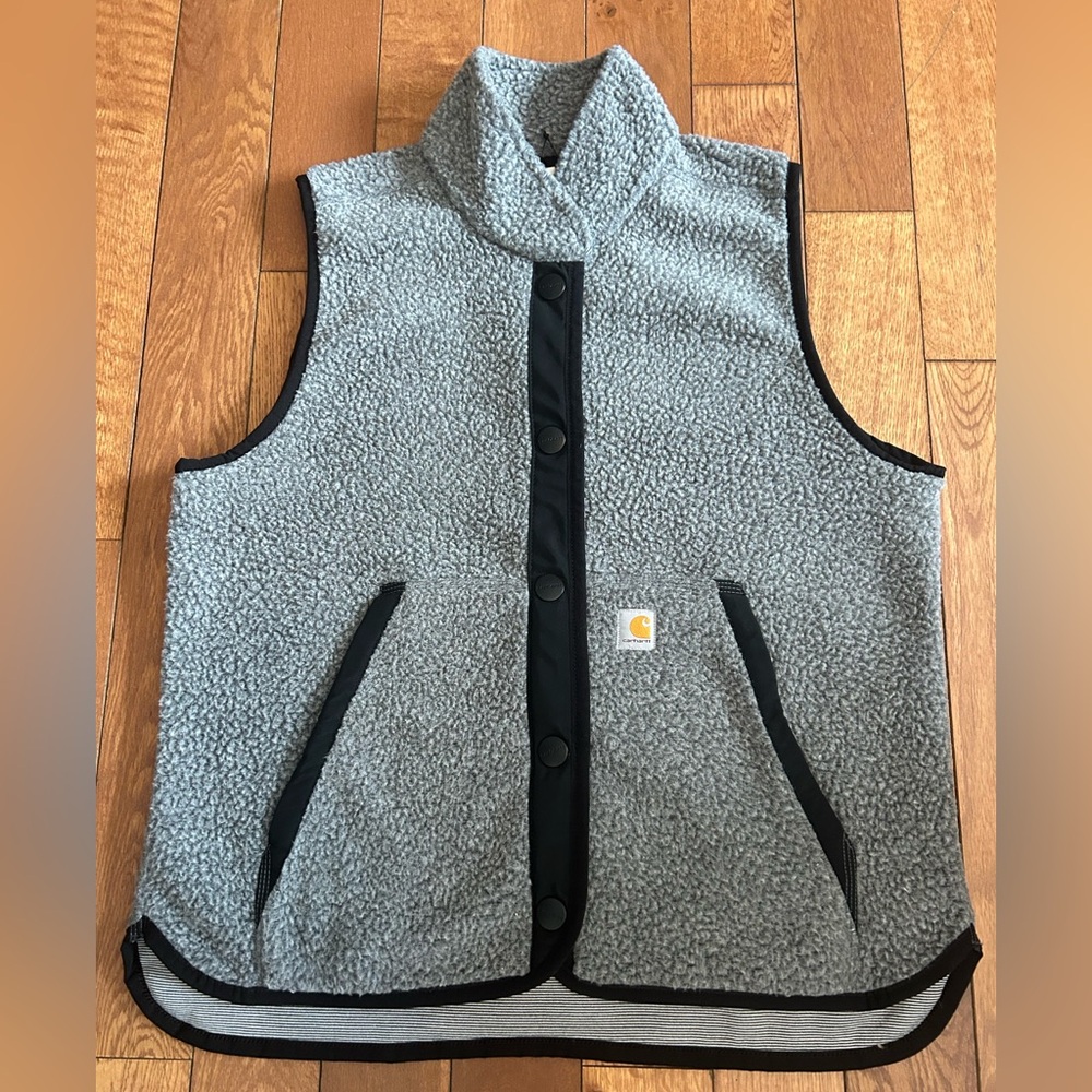 Carhartt Gray Sherpa Vest with Black Accents